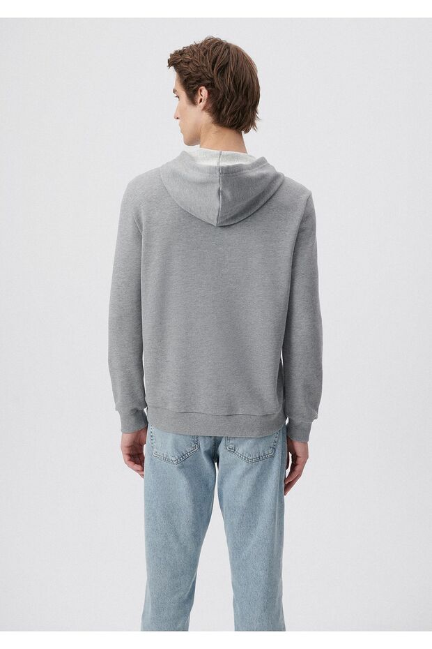 Kapüşonlu Gri Sweatshirt 065779-34686 - 3