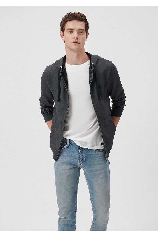 Logolu Fermuarlı Gri Sweatshirt 065582-29758 - 1