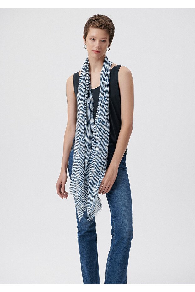 Tištěný modrý šál 1911718-83077 - 1