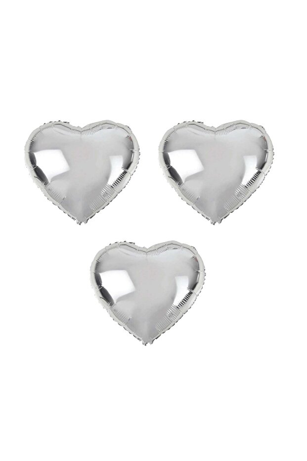 Heart Foil Balloon 3 Pieces Silver