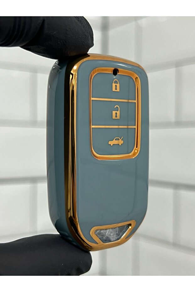 Honda Civic Crv Hrv Accord City Smart Nano Key Case Cover Gray - Gold