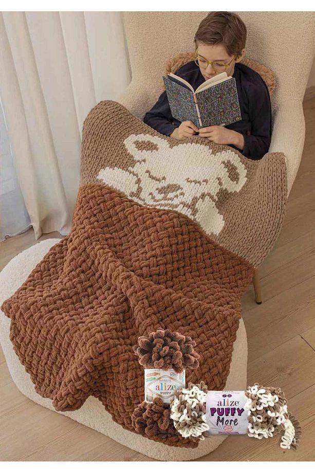 Puffy 262 Elle Örülen Bebek Battaniyesi Örgü Ipi 262 Bej - 8