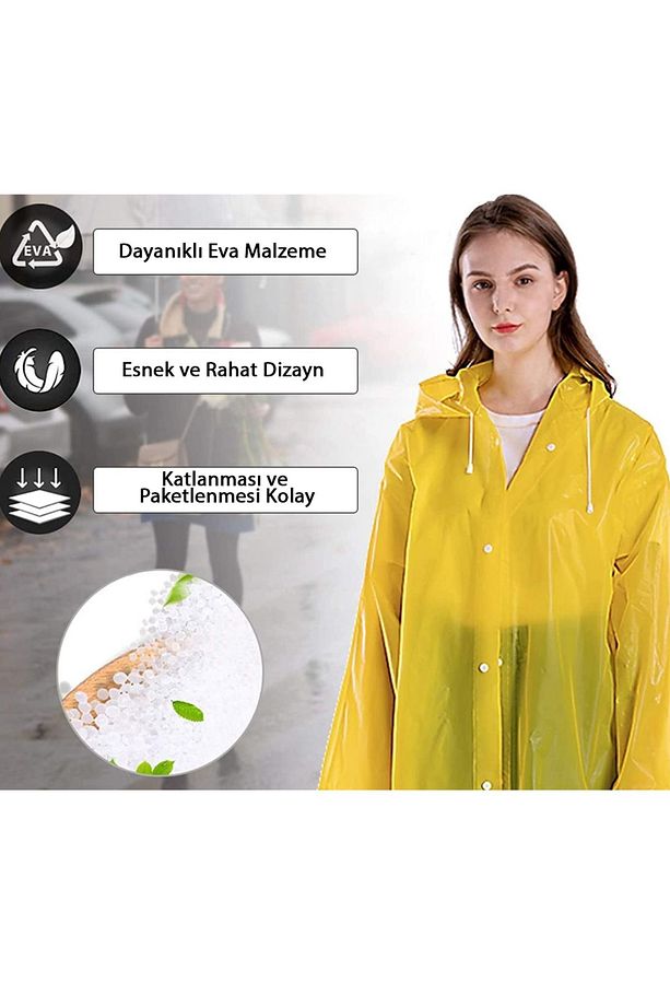 Keneth Unisex  Kapüşonlu Su ve Rüzgar  Geçirmez Yağmurluk , Kalın  ve Dayanıklı(Standart Boy) - 2