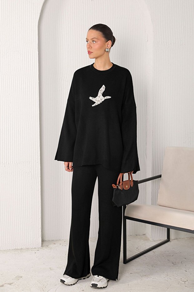 6-9001 Model Black Knitwear Set