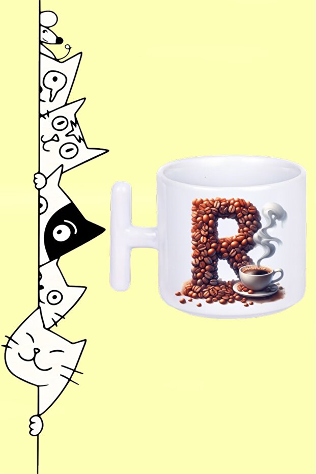 1006 Coffee Letter R Theme Design Printed White Mug Cup
