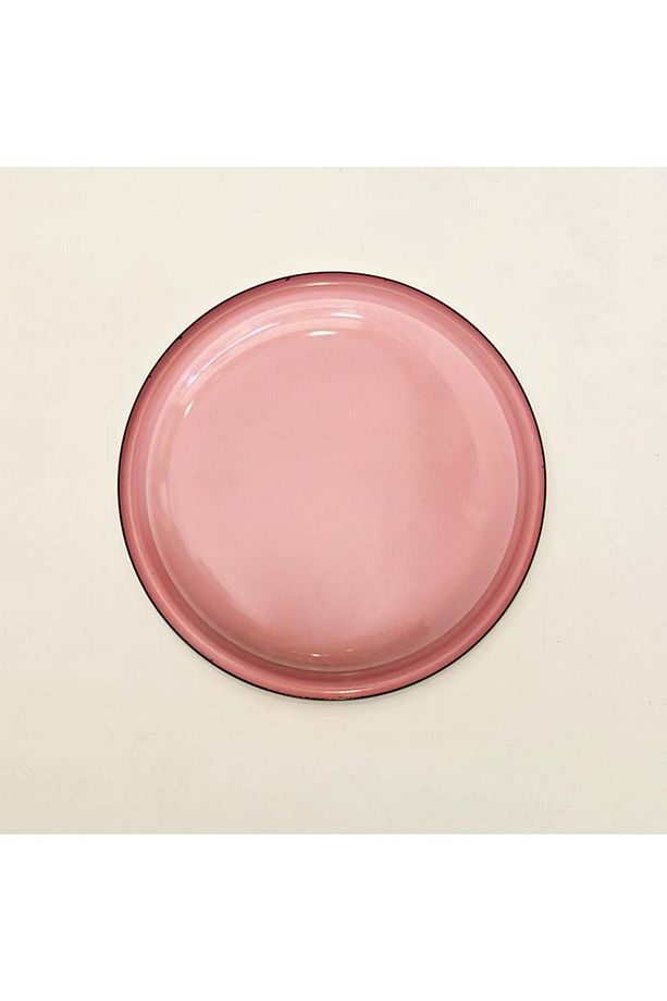 Emaye Tabak 20 cm Gül Kurusu Kordon F.Yeşil - 3