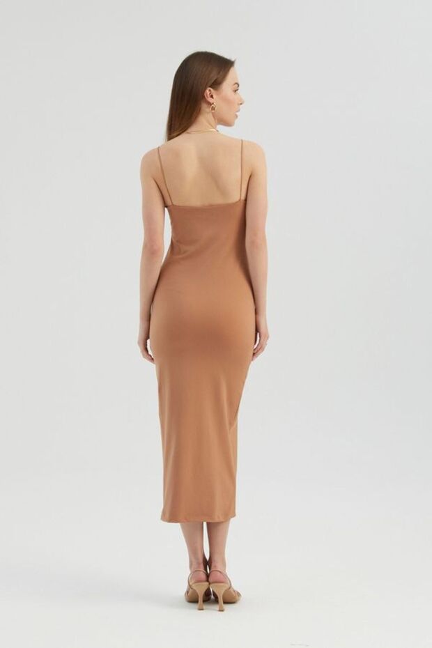 İnci Askılı Midi Body Tipine Oturan Elbise - 4