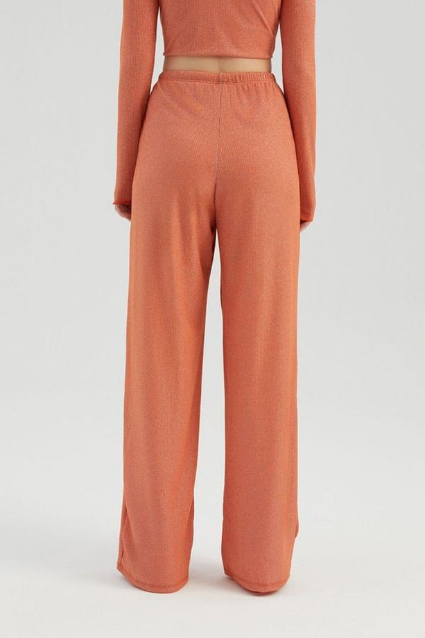 Yüksek Bel Bağcıklı Straight Fit Pijama Altı - 5