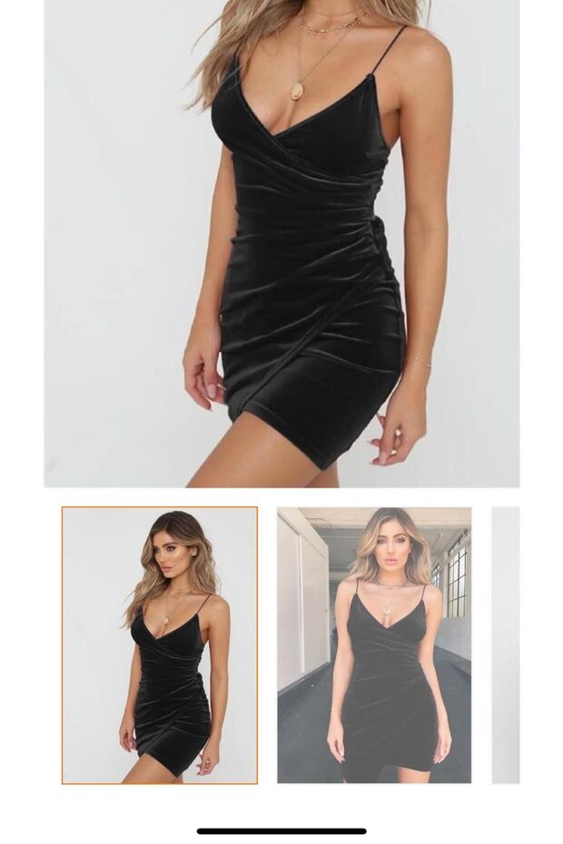 Black Strappy Double Breasted Collar Velvet Dress Emr-070