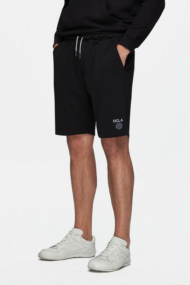 RANDY Siyah Baskılı Baskılı Standard Fit Erkek Örme Şort - 2