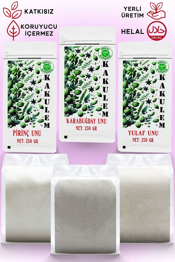 SERTİFİKALI Diyet Unları Yulaf Pirinç Karabuğday Unu 250 GR 3 Çeşit - 1