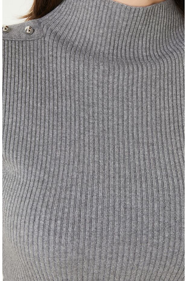 Gri Melanj Elbise - 5