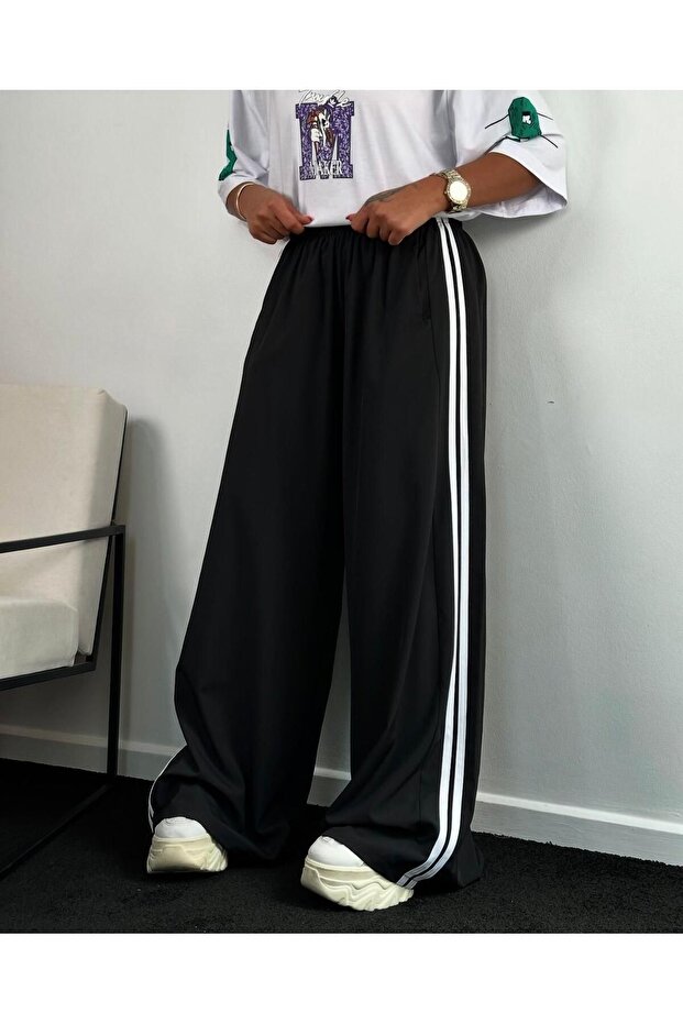 Women's Side Ribbon Wide Leg Sweatpants