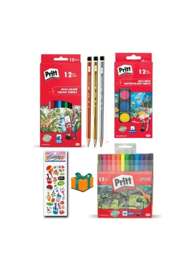 Stationery Set 12-Piece Dry - Wet - Felt-Tip Pens - Pencil + Gift