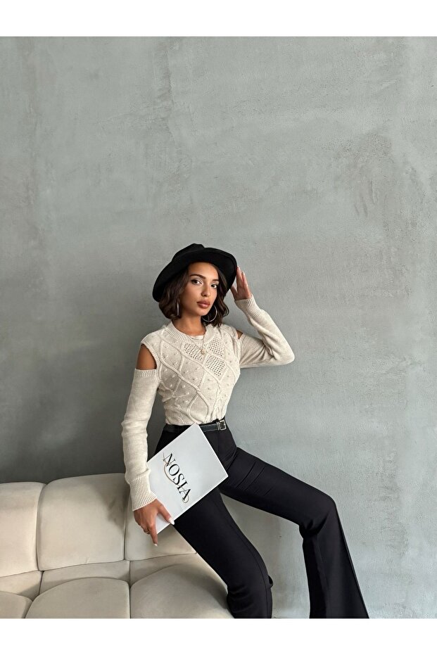 سترة منقوشة مكشوفة الكتف - 7