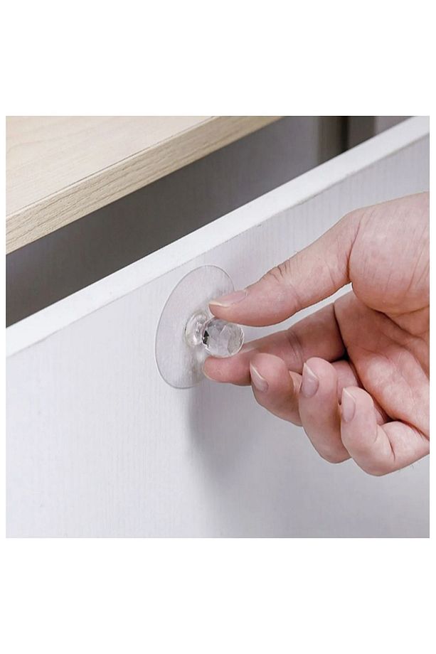 1 adet şeffaf kristal başlıklı yapışkanlı kulp dolap çekmece kulp tekli - 6