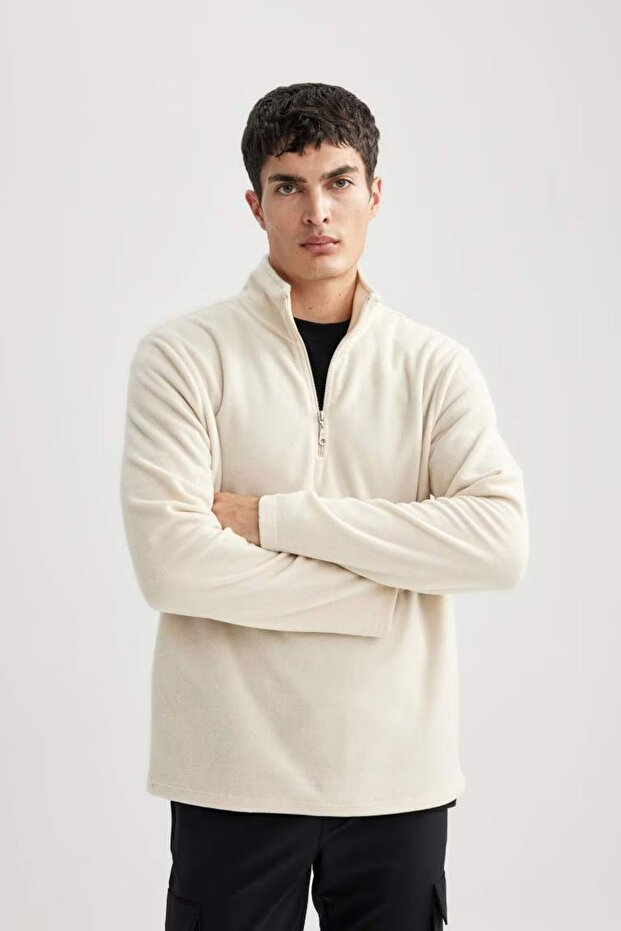 Regular Fit Dik Yaka Polar Sweatshirt - 2