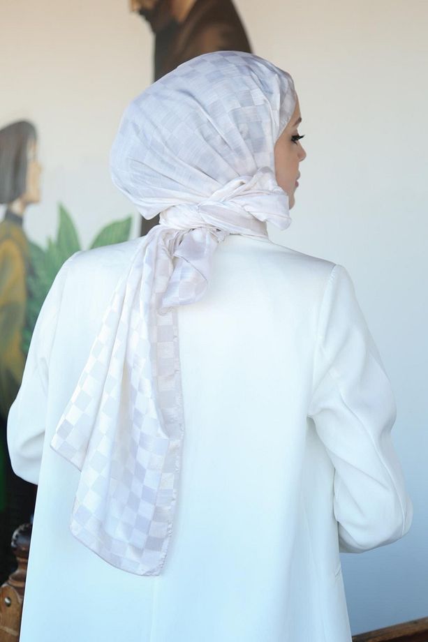 Dama Desenli Monogram Şal MONOV03-34 - 4