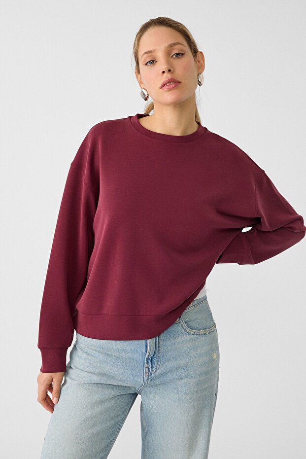 Yumuşak dokulu basic sweatshirt - 1