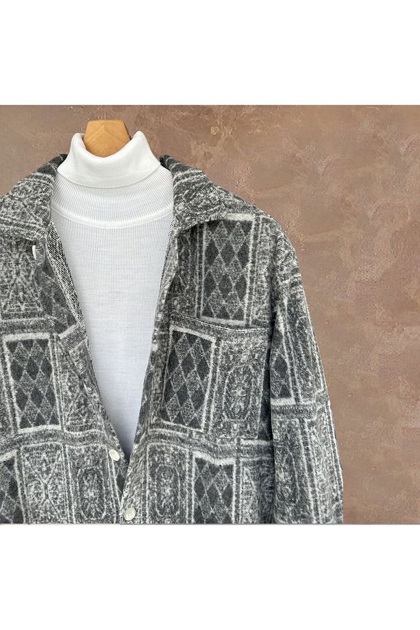 Erkek Oversize Gömlek Yaka %100 Pamuk Uzun Kollu Kışlık Oduncu Gömlek - 3