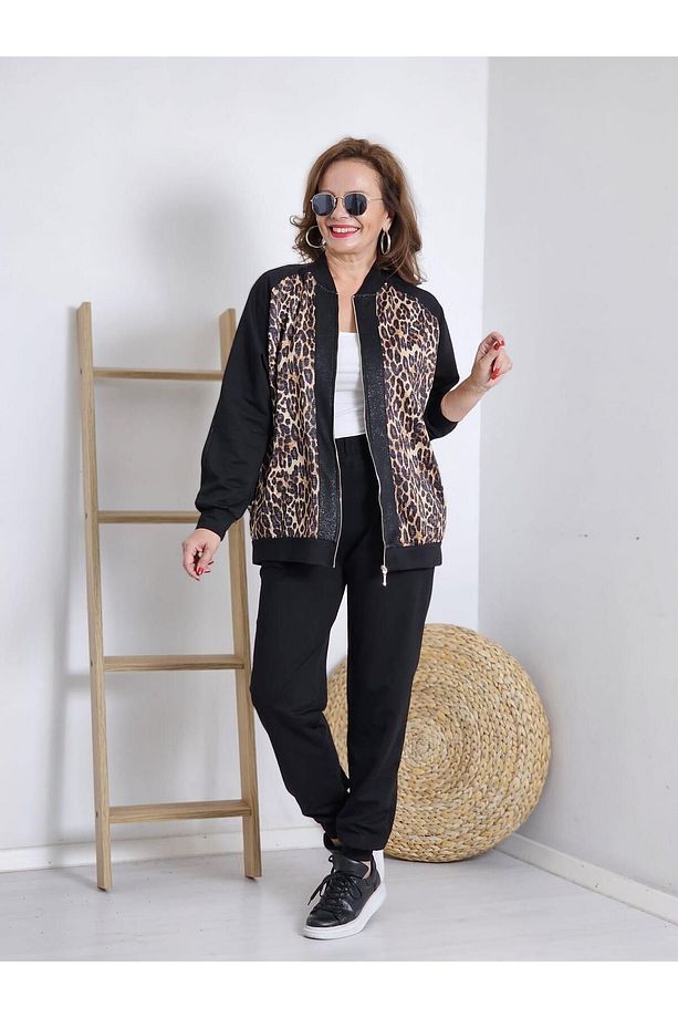 FELİX Simli Leopar Ceketli Eşofman Takım - 7
