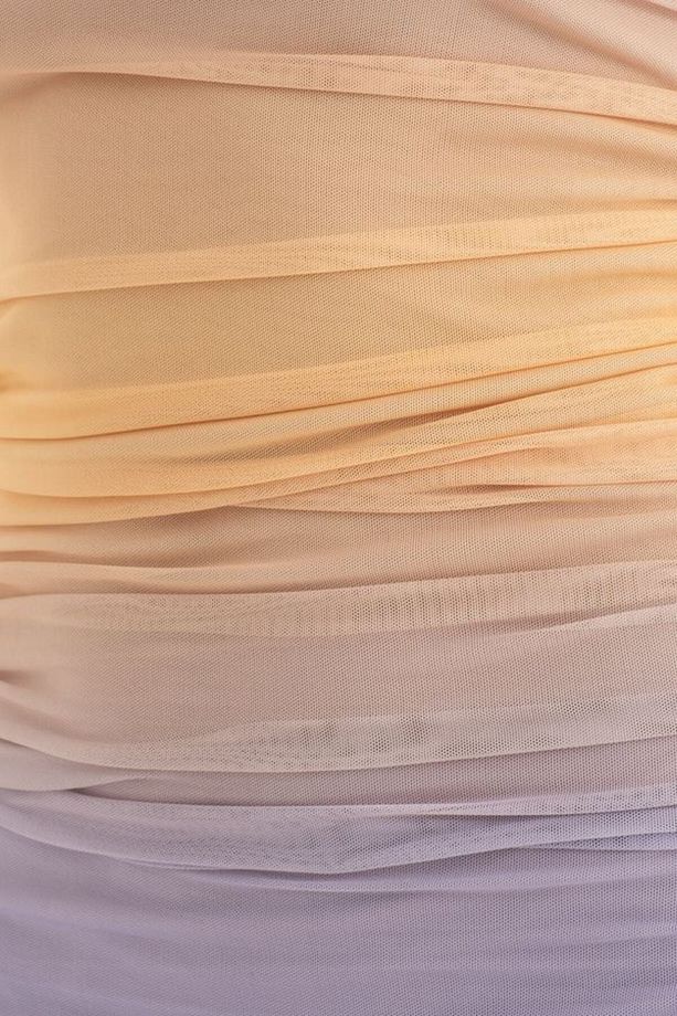 Ombre Straplez Midi Tül Elbise - 4