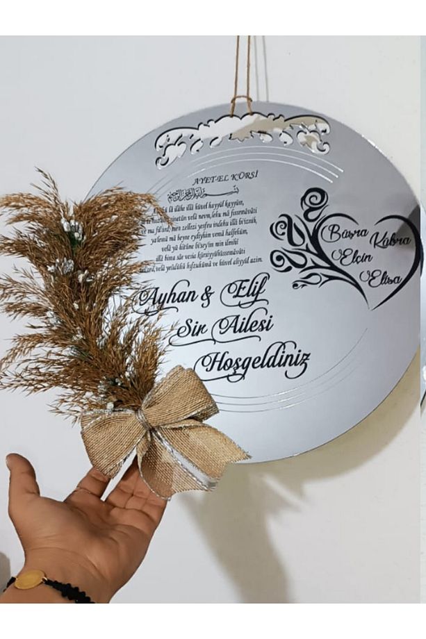 Çiçekli Kapı Süsü - Kişiye Özel Ahşap Kapı Dekor - 1