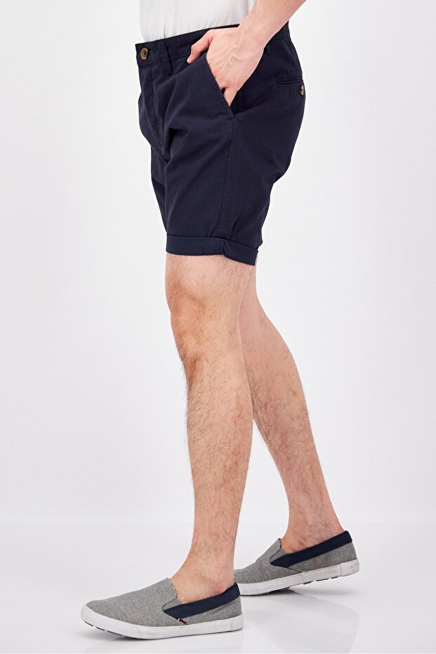 شورت تشينو سادة للرجال، أزرق داكن - 3