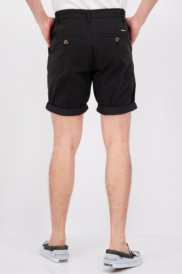 Men Solid Chino Shorts, Black - 3
