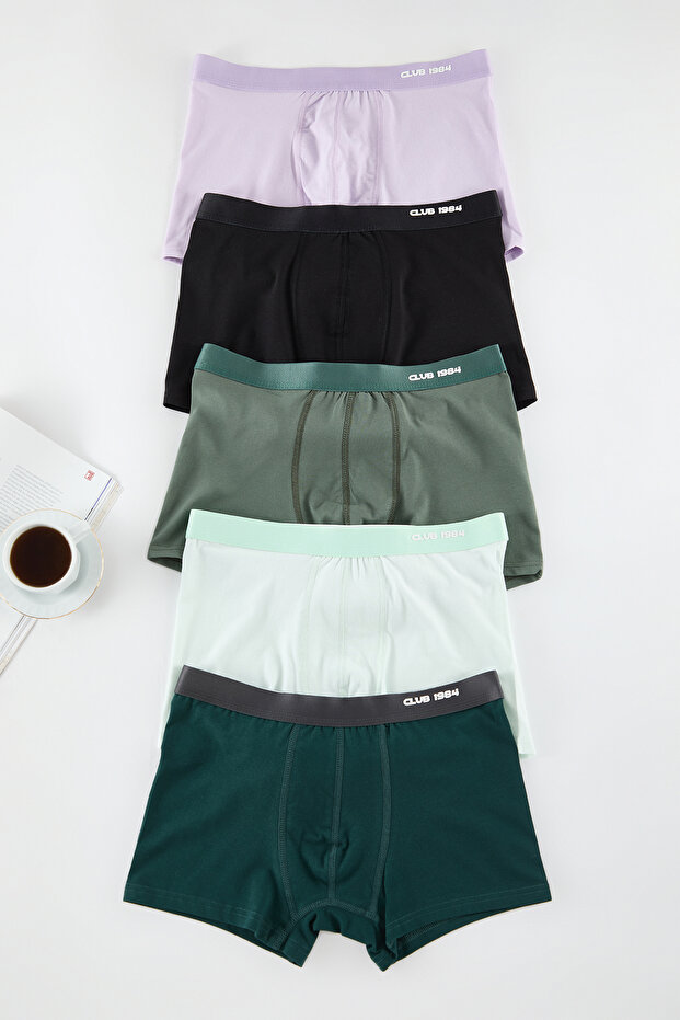 Çok Renkli 5'li Desenli/Düz Paketli Boxer TMNAW25BX00005 - 1