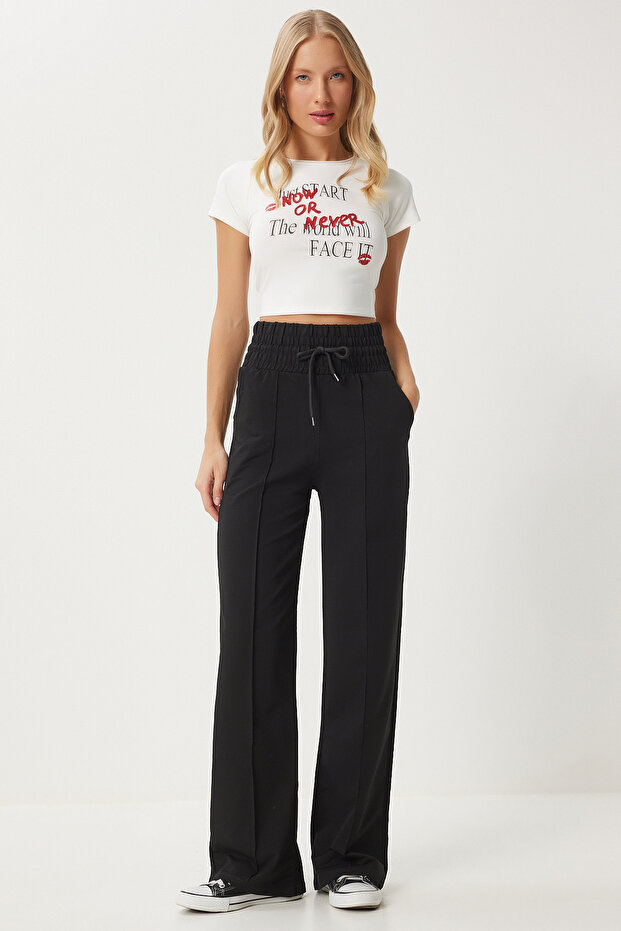 Damskie spodnie dresowe Basic z czarną kieszenią XR00018 - 1