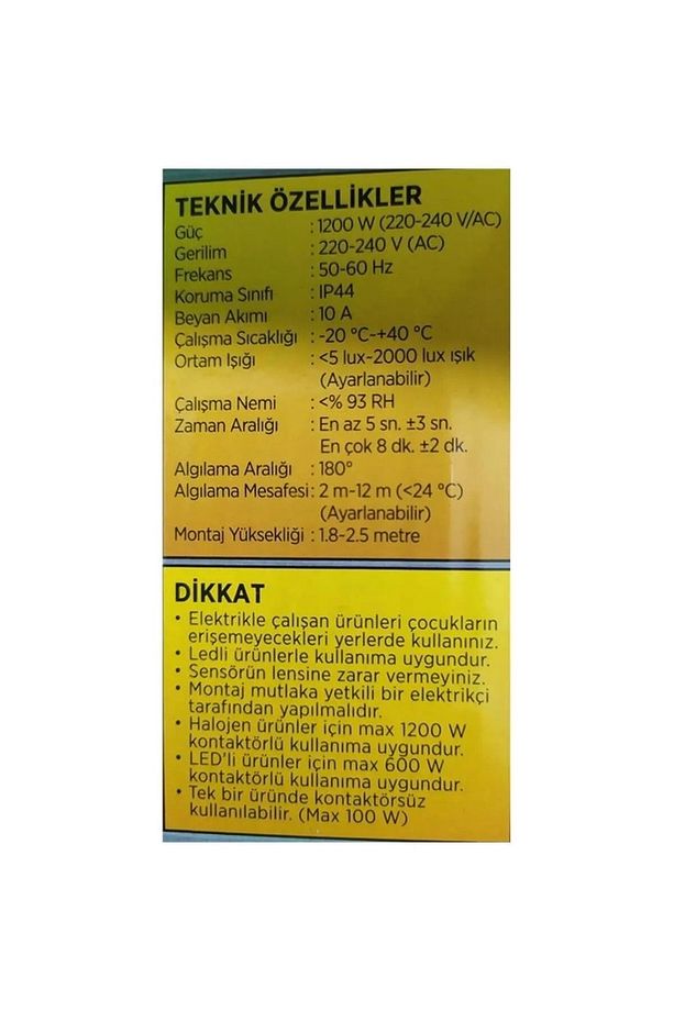 CT9240 DUVAR TİPİ 180 DERECE HAREKET ALGILAYICI SENSÖR - 3