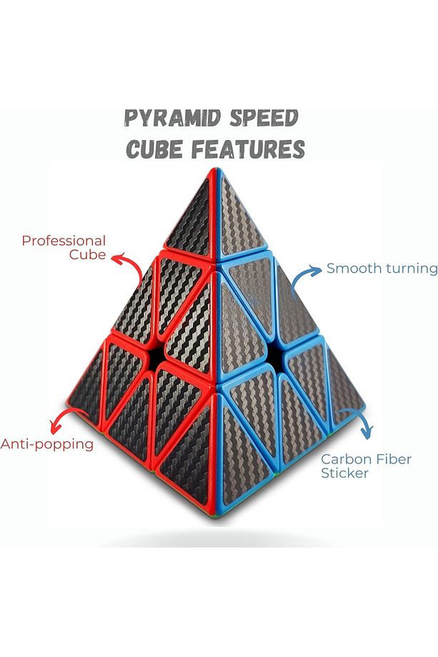 Qy Fiber Karbon Pyramid Pyraminx Küp Hızlı Rübik Zeka Sabır Küpü - 4