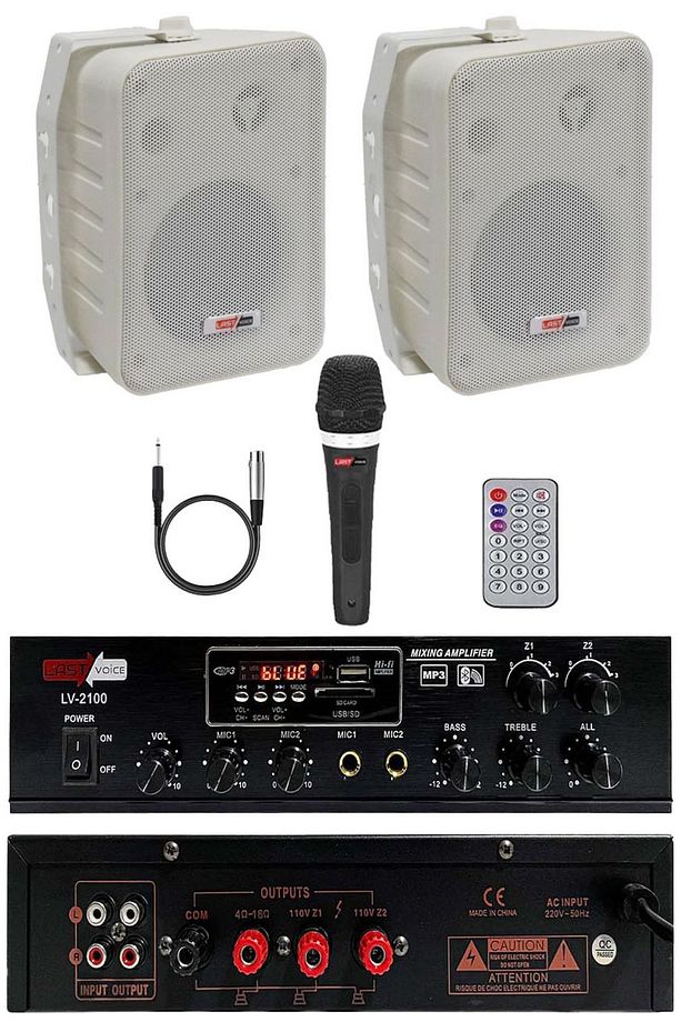 Soft Paket-1 Hoparlör Anfi Mikrofon Mağaza Ses Sistemi Seti - 1