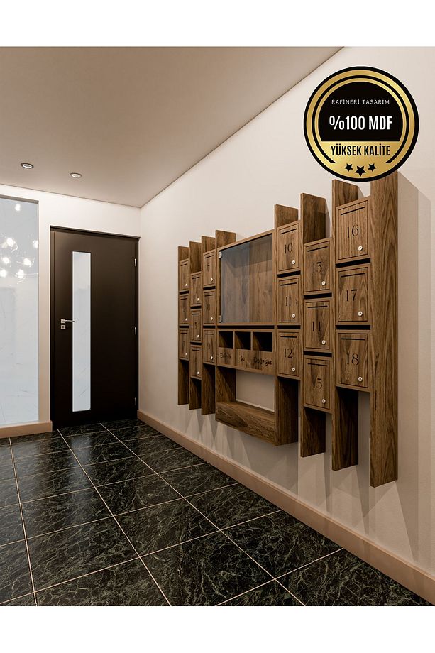 ELİPS Posta Kutusu MDF 18 'Lİ CEVİZ - 3