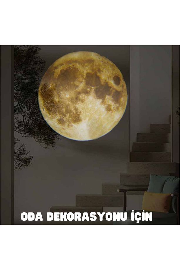 Mini Dünya Ay Projeksiyon Lambası  Atmosfer Çocuklar Yatak Odası Gece Lambası Şarjlı Gece Projektör - 5
