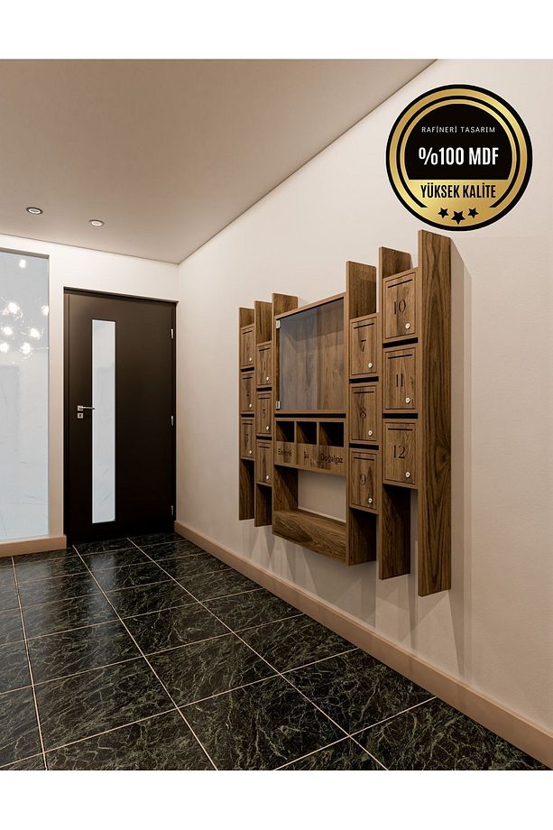 ELİPS Posta Kutusu MDF 12 ' Lİ CEVİZ - 3