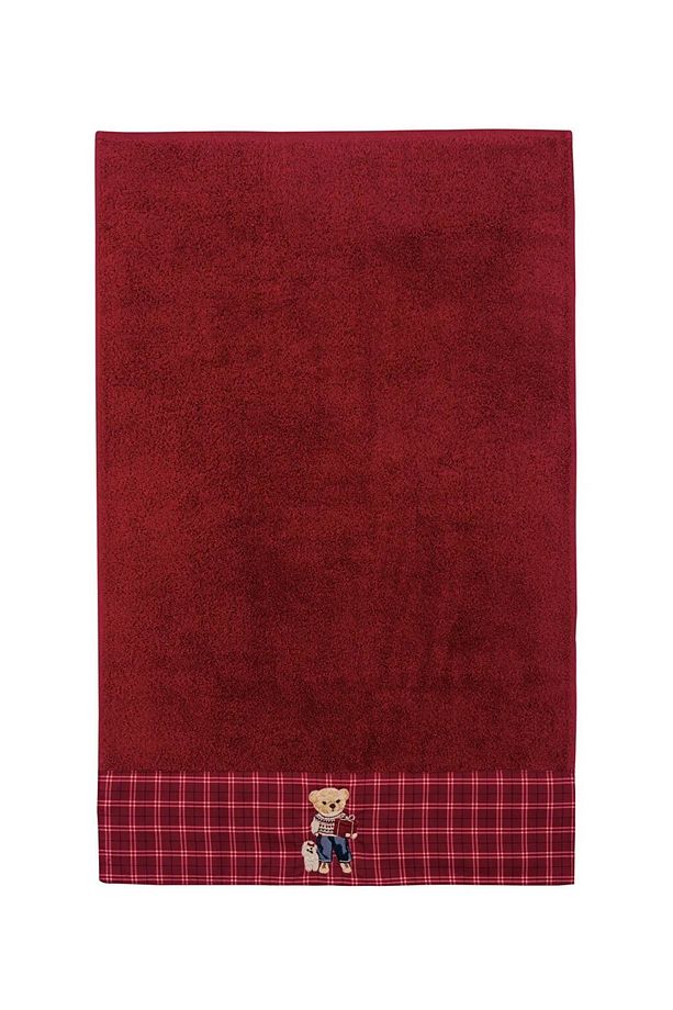 LCW HOME Bordo Ayıcık Teddy Nakışlı Yüz Havlusu 50x80 Cm - 3