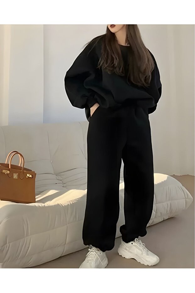Round Collar Full Oversize Casual Street Style Winter Women's Tracksuit