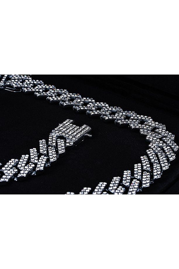 20mm Prong Cuban Chain Taşlı Çelik Kolye Kolyesi - 5