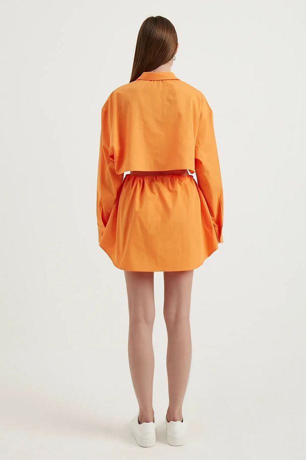 Geniş Kollu Oversize Crop Gömlek - 4