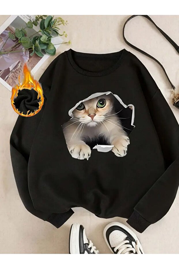 سترة قطة منقوشة ممزقة - 1