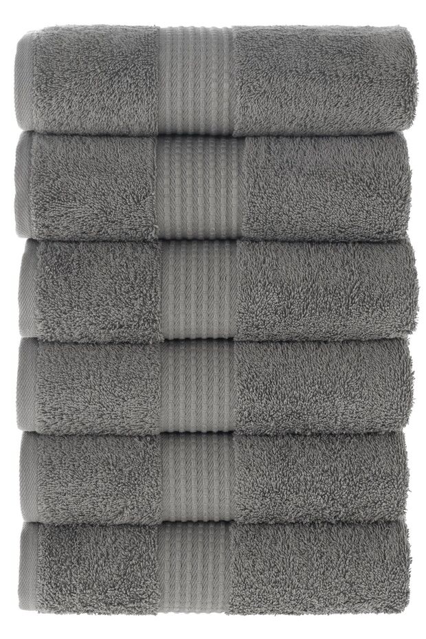 Tomurcuk 100% Cotton Set of 6 Hand Towels | 50X100Cm | Anthracite