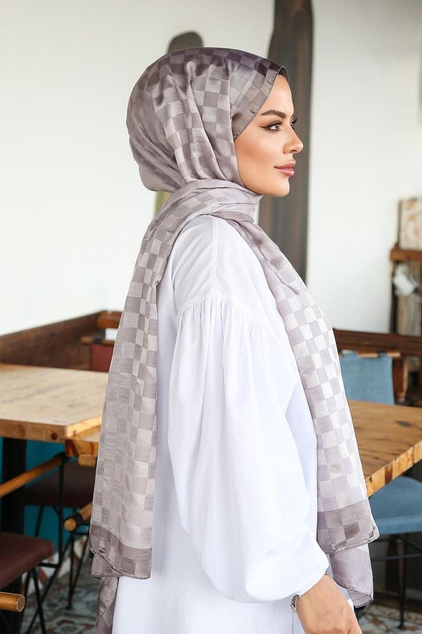 Dama Desenli Monogram Şal MONOV03-42 - 3