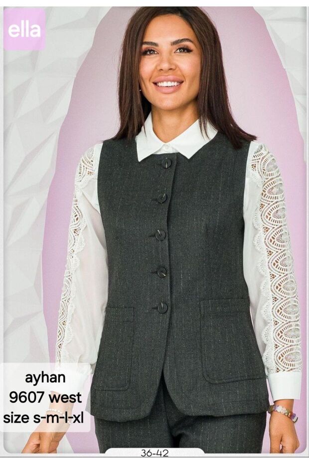 مجموعة مزدوجة من سترة وبنطلون بنمط الخط - 2