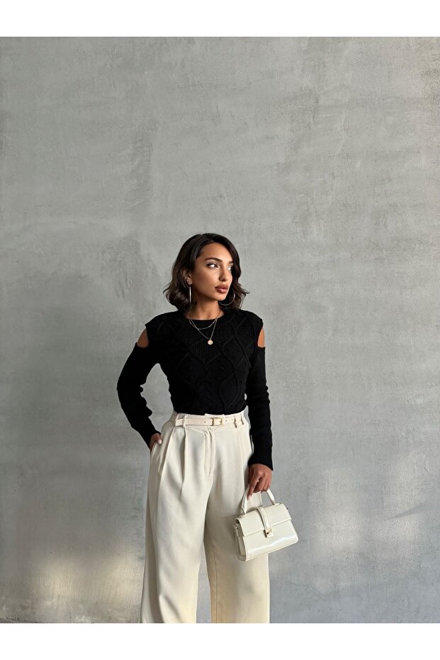 سترة منقوشة مكشوفة الكتف - 4