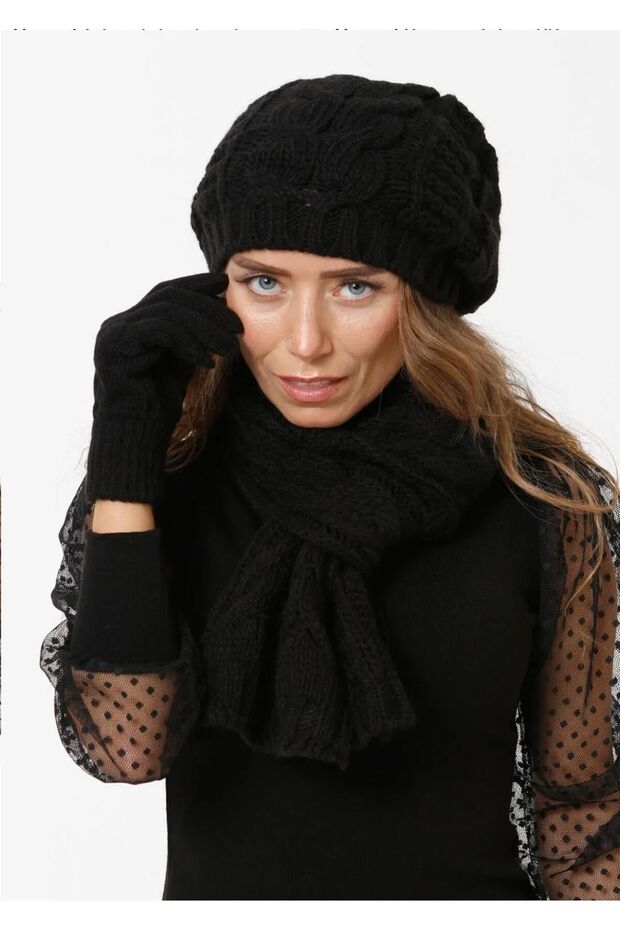 Women's Winter 3-Piece Scarf, Beanie and Glove Set