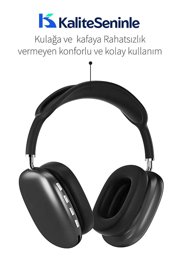 Kp9 Airmax Ios Android Uyumlu Tf Card 3.5 Jack Girişli Kulaküstü Kablosuz Bluetooth Kulaklık - 3