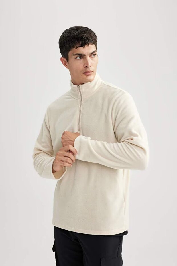 Regular Fit Dik Yaka Polar Sweatshirt - 4