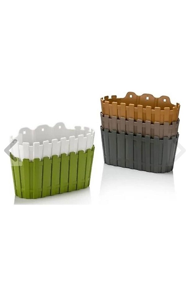 4 Adet Akasya Duvar Saksısı Seti 3,5 Litre 30cm Drenajlı Bahçe Balkon Plastik Çit Saksı Set - 1